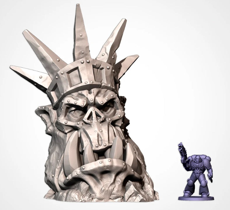 The Mighty Ork Head Statue