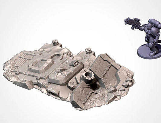 Destroyed sunken artillery tank
